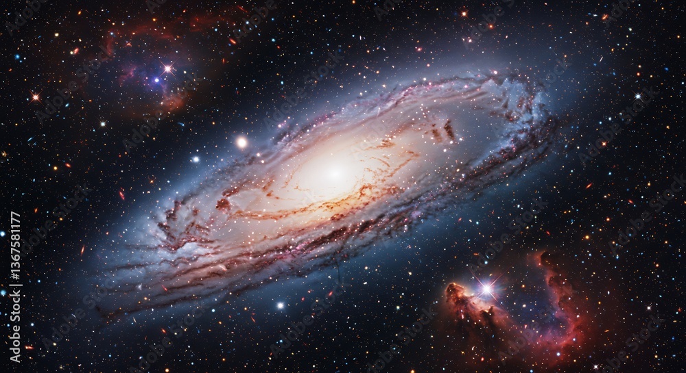 宇宙空間 壮大な渦巻銀河 神秘的輝き 鮮やかな色彩 宇宙空間 壮大な渦巻銀河 神秘的輝き 鮮やかな色彩