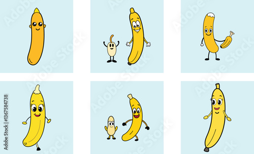 Cute lady finger banana cartoon vector