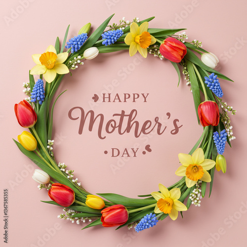 Spring Floral Wreath Happy ...