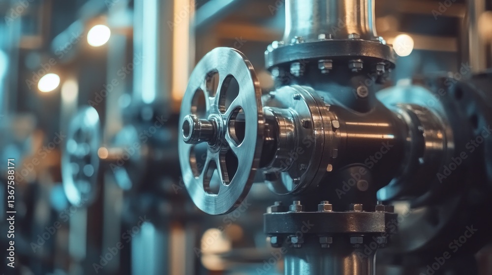 Fototapeta premium Precision engineered industrial pipeline infrastructure for fluid control mechanisms