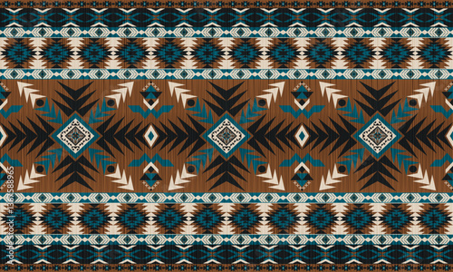 American tribal ethnic native pattern.Traditional Navajo,Aztec,Apache,Southwest and Mexican style fabric pattern.Abstract vector motifs pattern.For fabric,clothing,blanket,carpet,woven,wrap,decoration
