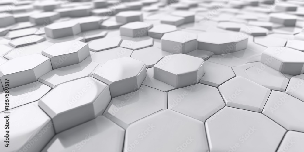 Abstract white hexagonal tiles