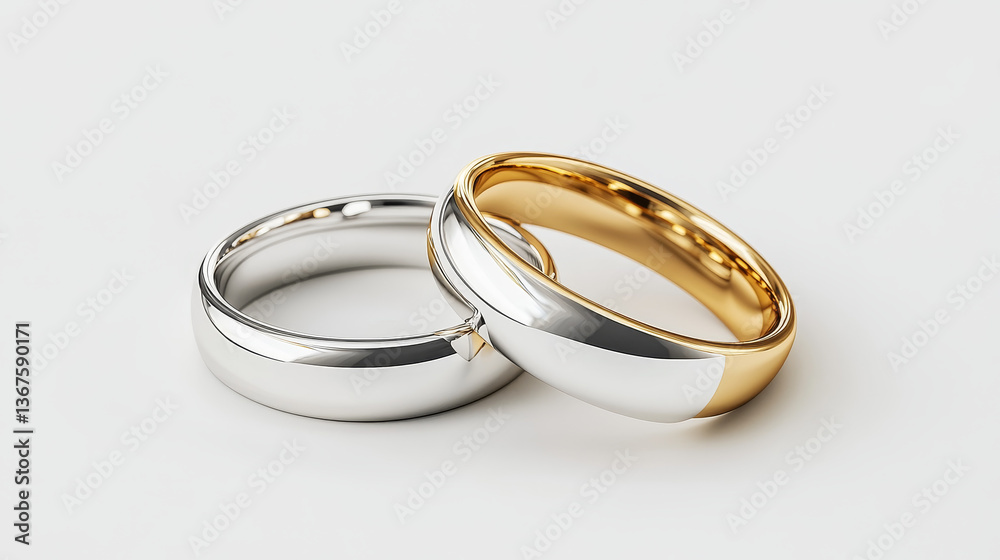 Realistic 3d shining set of engagement wedding silver and gold plated metallic rings. Pairs of rings on transparent background isolated. Vector illustration Realistic 3d shining set of engagement wedding silver and gold plated metallic rings. Pairs of rings on transparent background isolated. Vector illustration