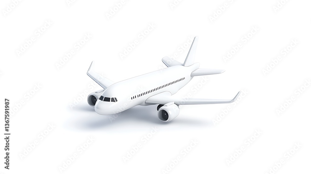 airplane 3D, mid-flight airplane 3D, mid-flight