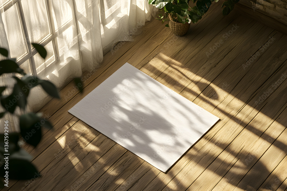 Obraz premium Tranquil Yoga Space: Serene Environment with Minimalistic Decor for Peaceful Yoga Practice