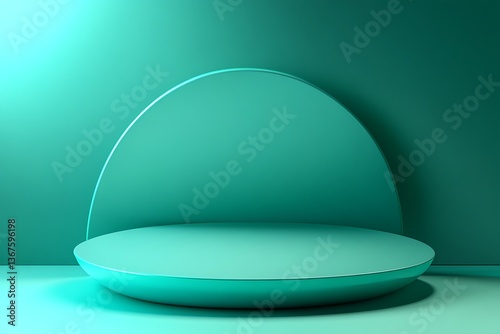 Teal Geometric Display Platform - Minimalist Product Presentation