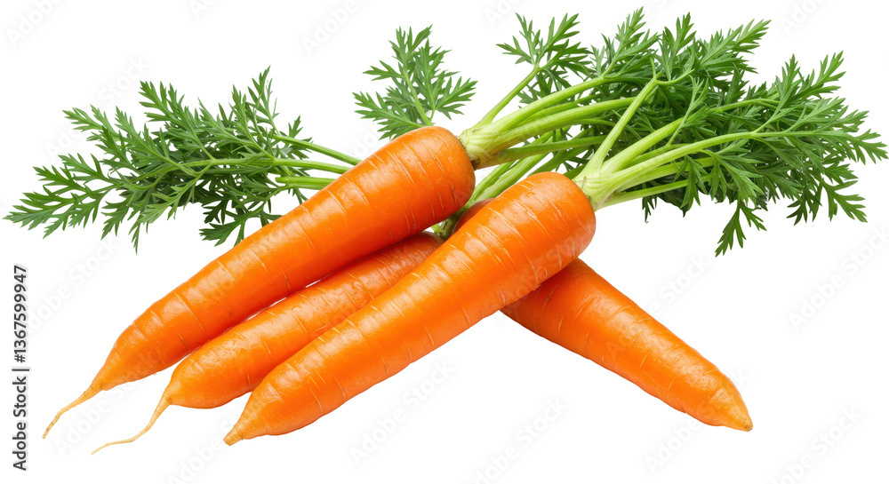 Isolated Bunch of Carrots with Green Leaves Isolated Bunch of Carrots with Green Leaves