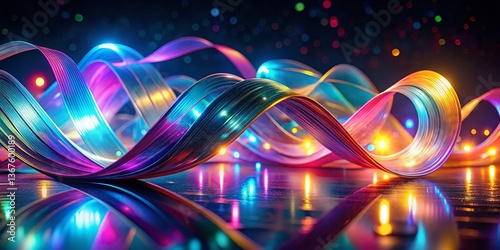 Futuristic Abstract Night: Translucent Ribbons & Soft Gradient Colors