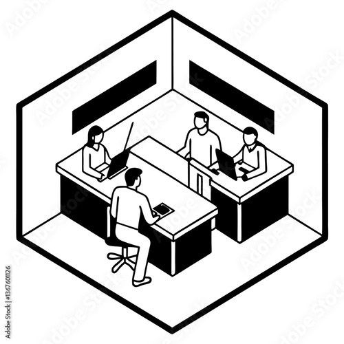 Fototapeta Naklejka Na Ścianę i Meble -  Isometric vector illustration of construction work on a 3d house project