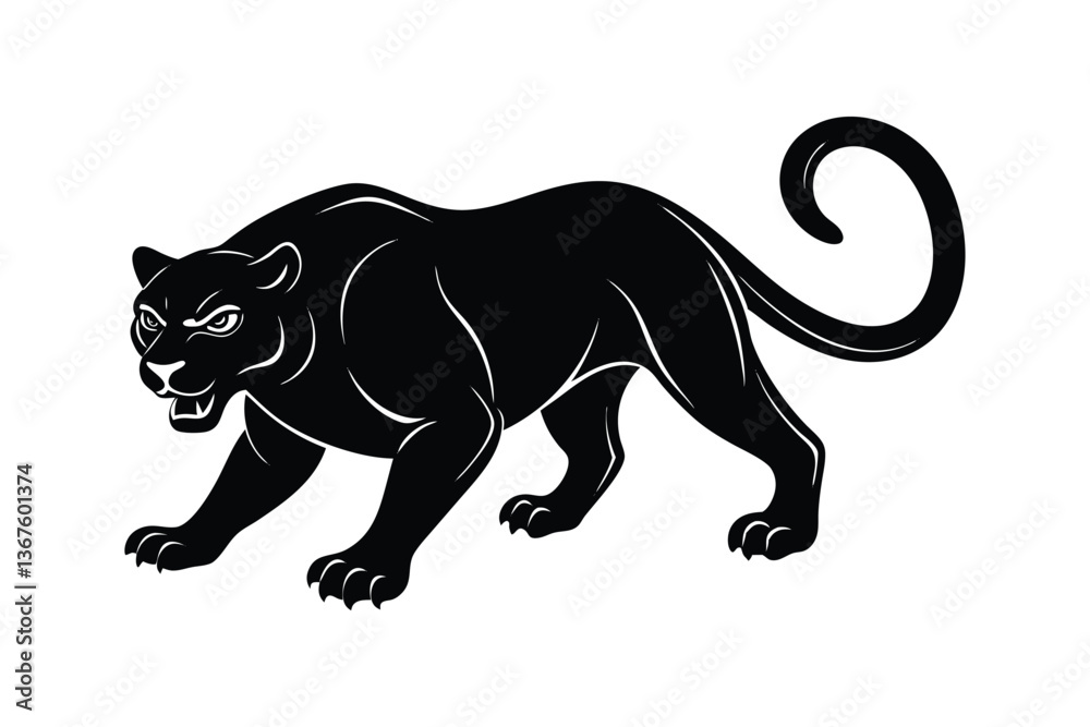 Obraz premium Silhouette vector illustration of a crouching panther.eps
