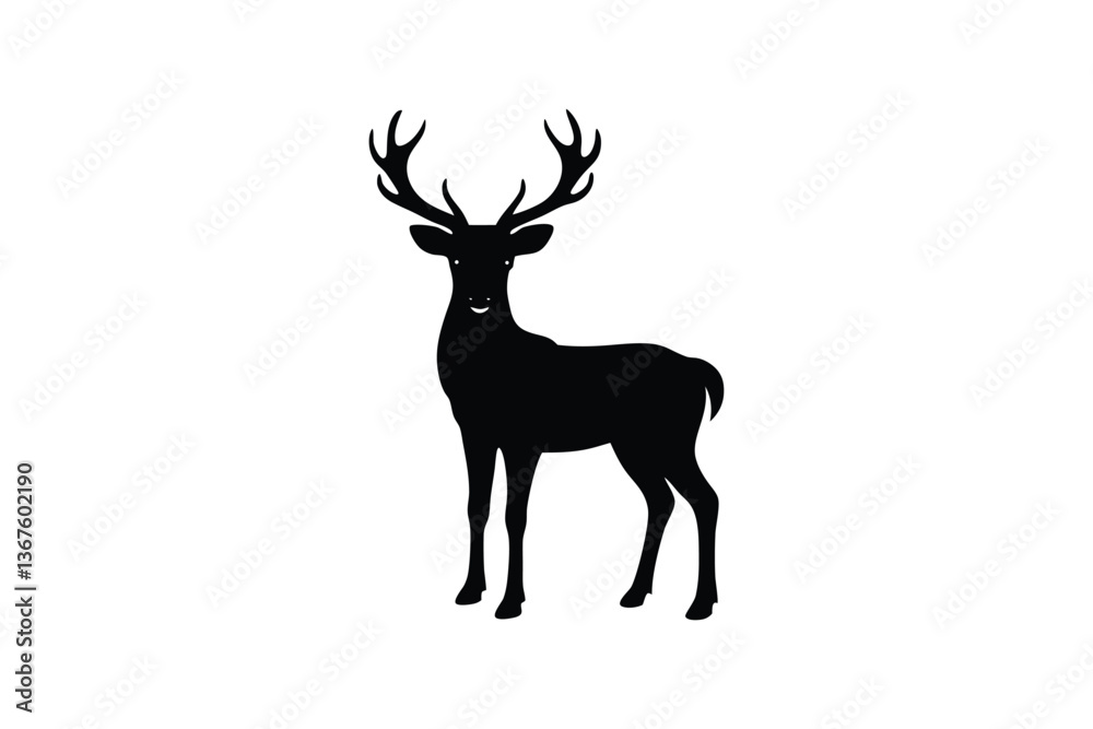 Obraz premium Silhouette vector illustration of a majestic stag standing tall.eps