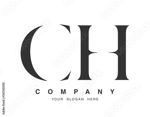 CH logo design. Initial letter c and h serif font style. Creative classic company name typography. Trendy logotype or identity.