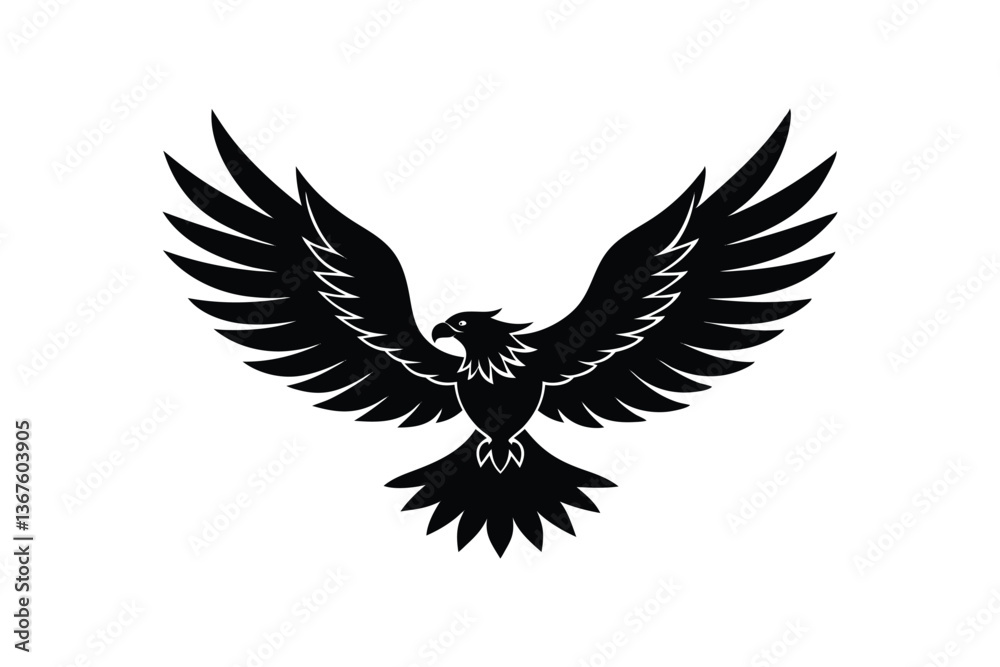 Silhouette vector illustration of an eagle in mid-flight and wings spread wide.eps Silhouette vector illustration of an eagle in mid-flight and wings spread wide.eps