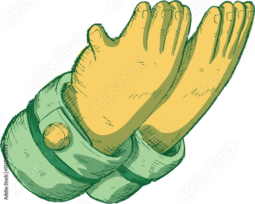 Antique Engraved Illustration of Praying Hands in Supplication