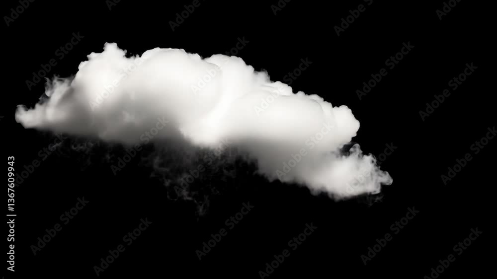White fluffy cloud floating against a black background creating a dramatic visual contrast in a minimalist style White fluffy cloud floating against a black background creating a dramatic visual contrast in a minimalist style