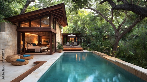 Wallpaper Mural Luxury villa private pool tranquil getaway Torontodigital.ca