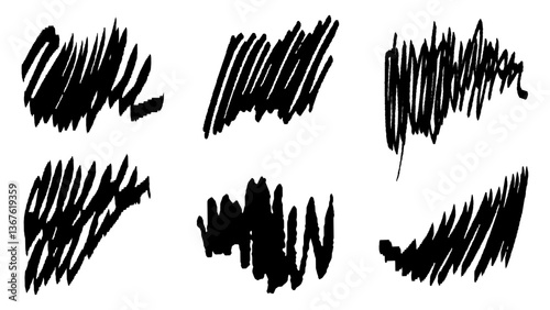 Marker strokes Set of black ink splashes.Grunge brush stroke texture and art compositions with frame.Set of black ink splashes. Set drops of mud sprayed isolated on transparent background.