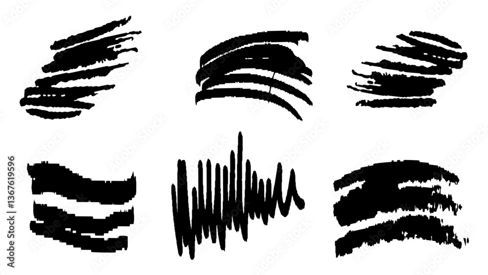 Set of black Grunge brush strokes, lines, ink smudges, hand-drawn scribble shapes. Doodle strokes.Handmade sketchy marks, acrylic stains, charcoal streaks. Set of black Grunge brush strokes, lines, ink smudges, hand-drawn scribble shapes. Doodle strokes.Handmade sketchy marks, acrylic stains, charcoal streaks.