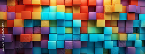 Colorful 3D Cubes Forming a Dynamic Abstract Background