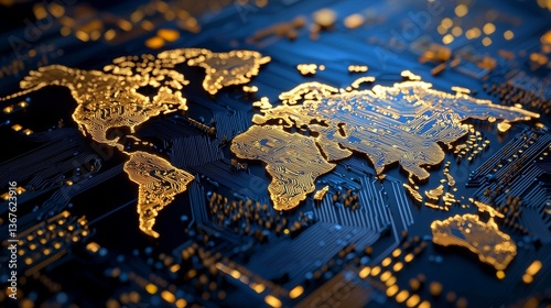 The global map is beautifully recreated using cutting-edge technology, with neon blue highlights that embody the concepts of interconnectedness, advancement, and worldwide communication