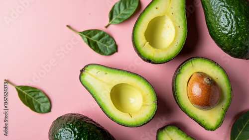 Obraz na płótnie Freshly Sliced Avocados Isolated on Transparent Background for Health and Wellness Campaigns, Food Blogs, and Recipe Websites w salonie