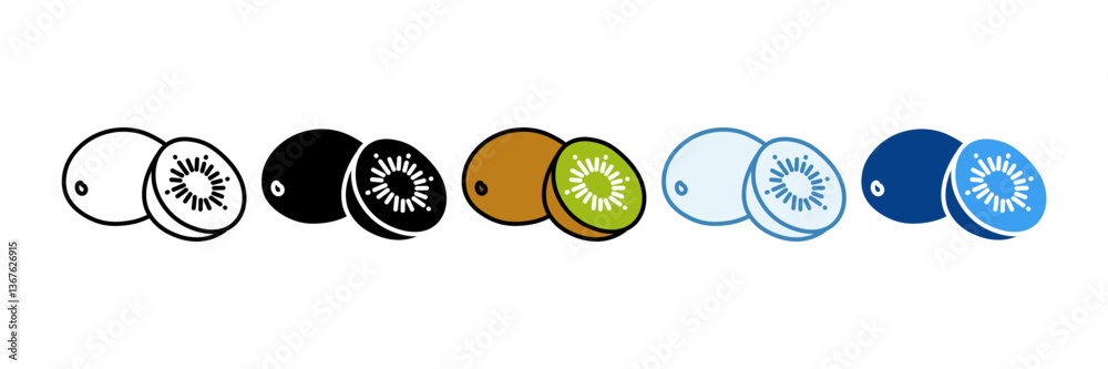 Obraz premium Kiwifruit Icon Set Multiple Style Collection