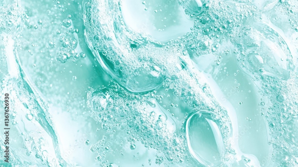 Naklejka premium Close-up View of Liquid with Bubbles