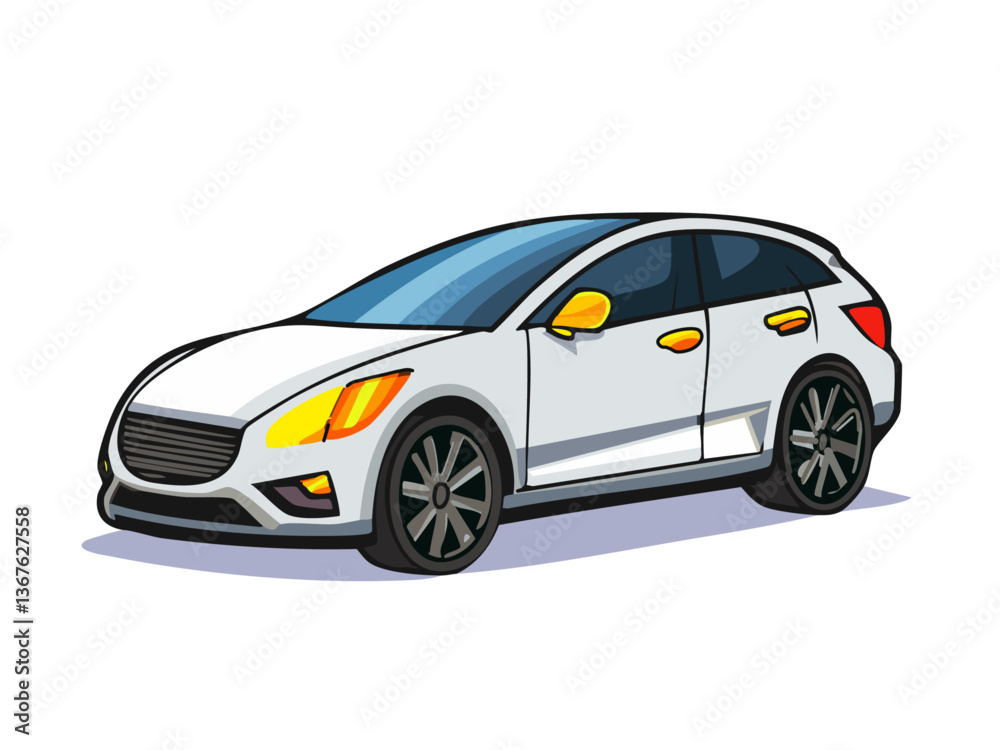 Fototapeta premium White electric car