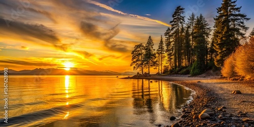 Golden Sunset over Birch Bay State Park, Washington photo