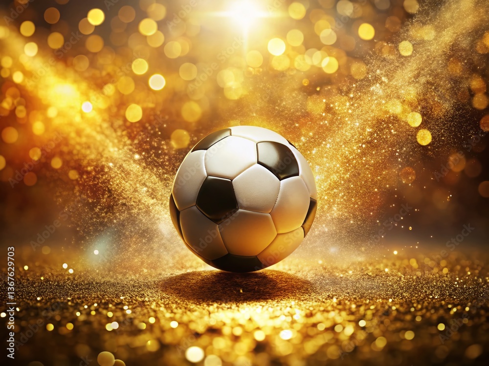 Naklejka premium Golden Victory: Soccer Ball Soaring, Summer Olympics France