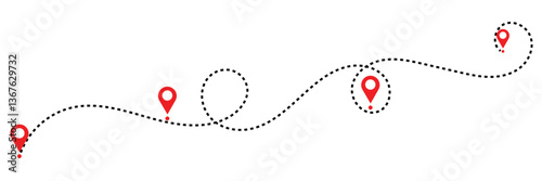 Dotted path with points. isolated on white background. Vector illustration. EPS 10 .