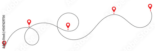 Dotted path with points. isolated on white background. Vector illustration. EPS 10 .