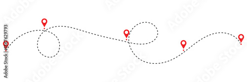 Dotted path with points. isolated on white background. Vector illustration. EPS 10 .