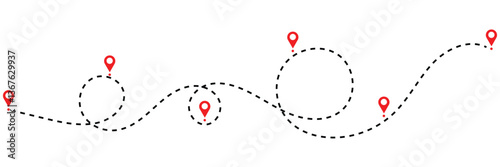 Dotted path with points. isolated on white background. Vector illustration. EPS 10 .