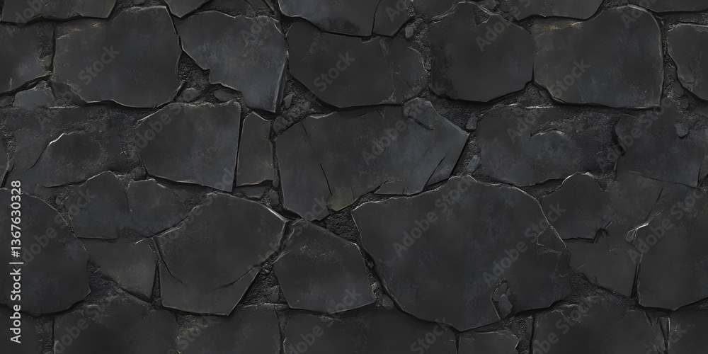 Obraz premium Dark Irregular Stone Wall Texture Seamless Pattern