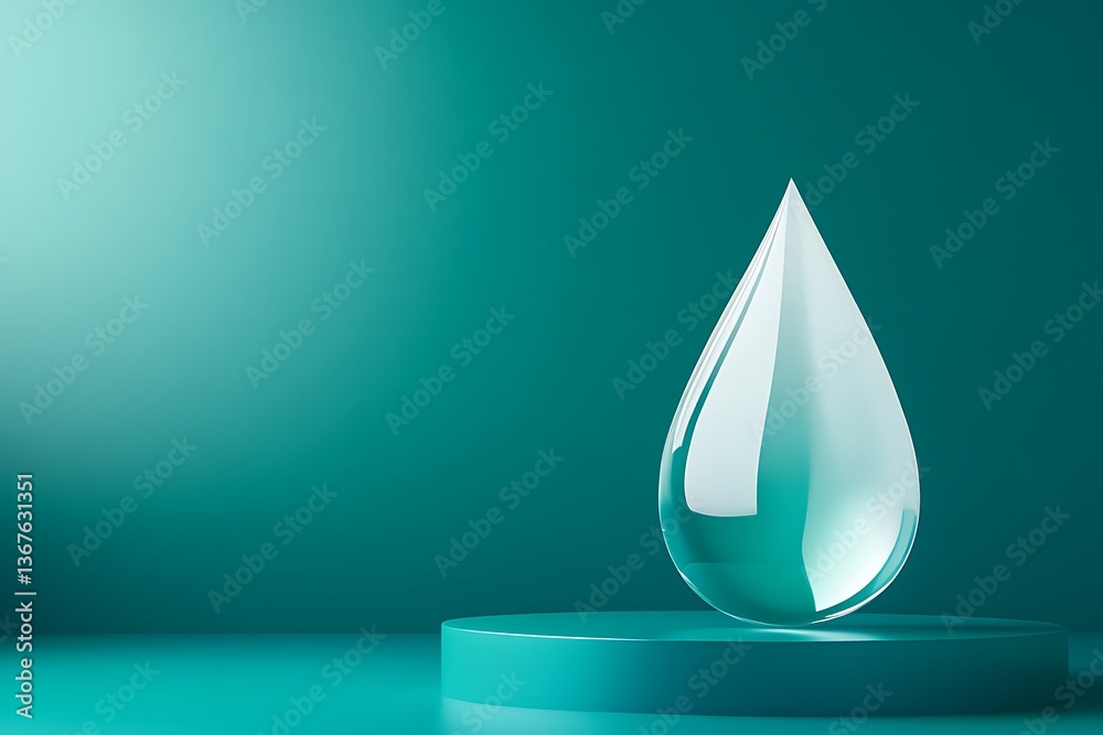 Teal Water Drop Display - Minimalist Design Teal Water Drop Display - Minimalist Design