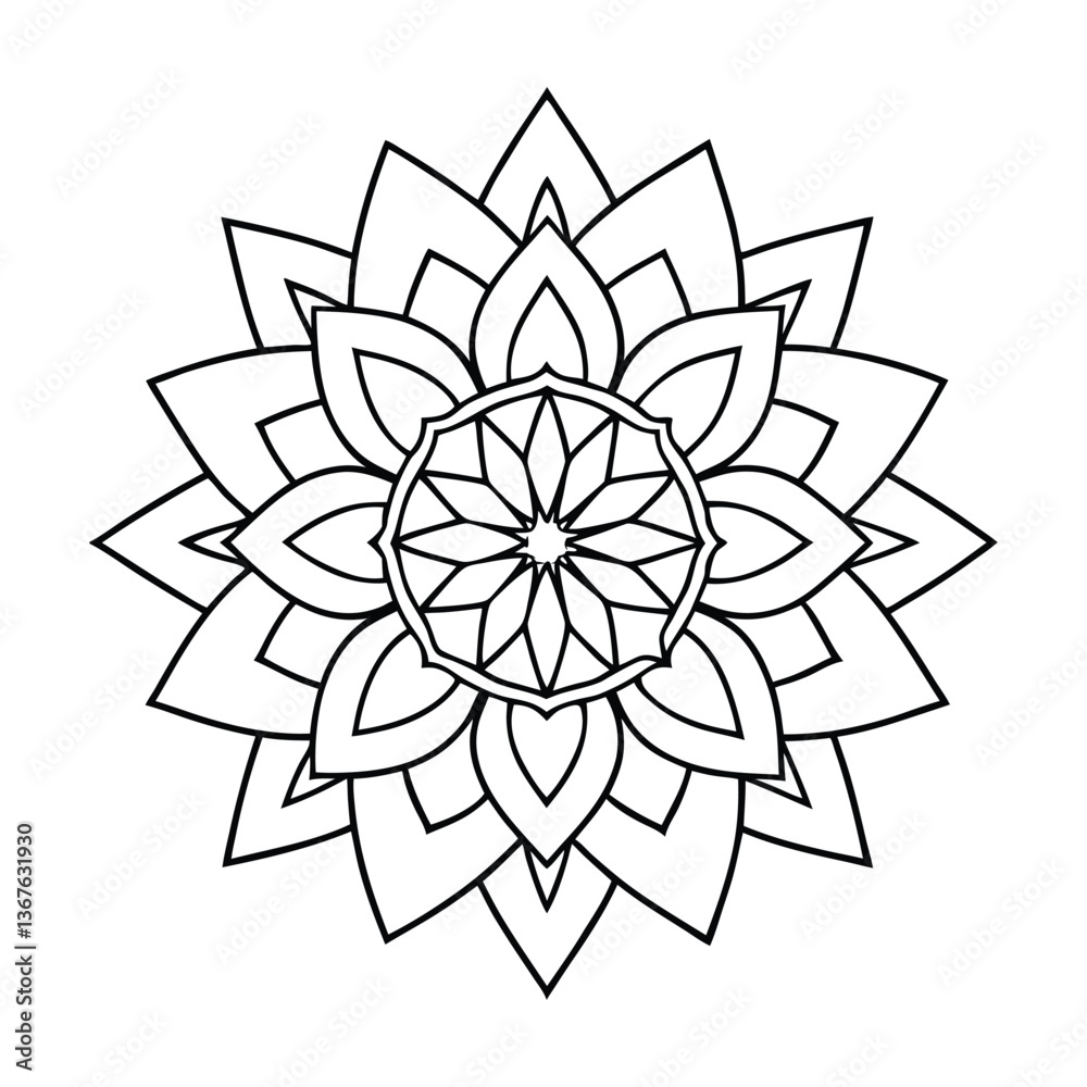 Intricate Mandala Design Featuring Symmetrical Patterns and Geometric Shapes Intricate Mandala Design Featuring Symmetrical Patterns and Geometric Shapes