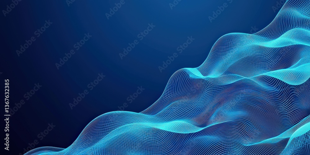Obraz premium machine learning deep learning optimization concept. Abstract blue wave pattern with intricate lines and gradients.