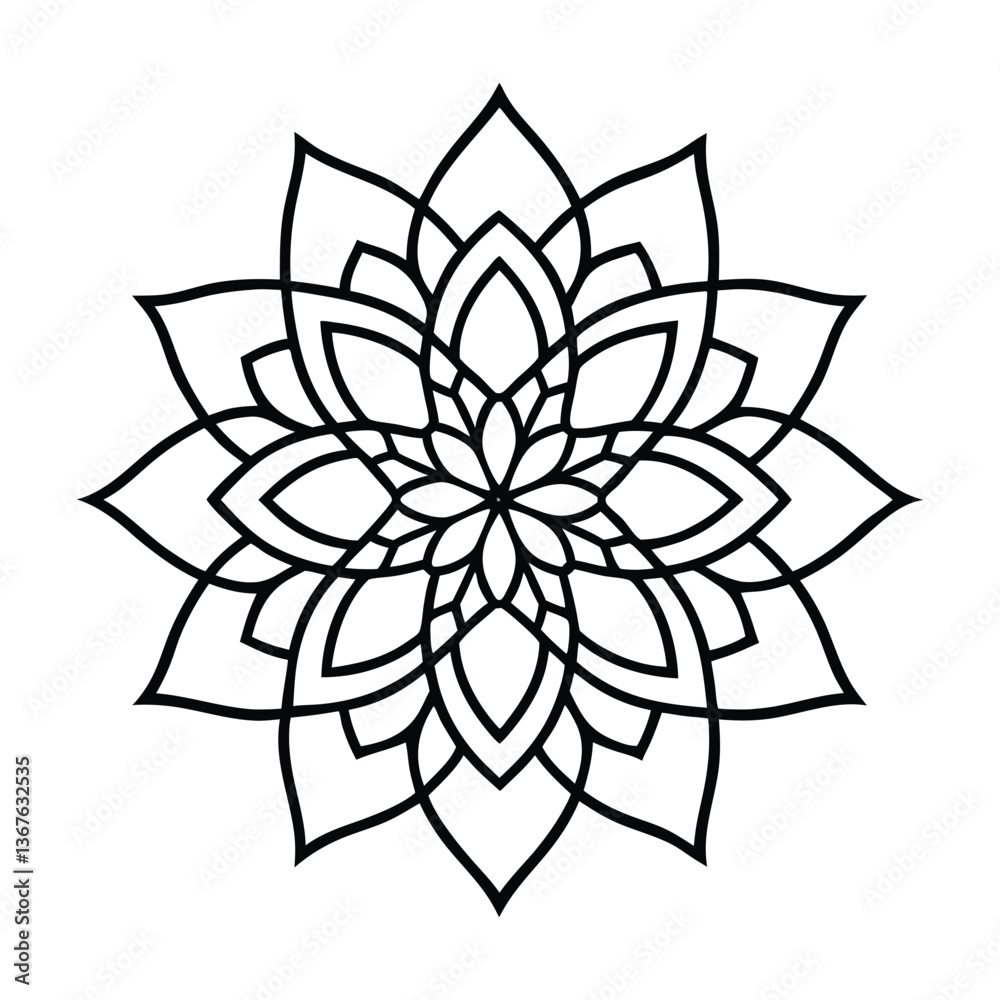 Obraz premium Intricate Mandala Design Featuring Symmetrical Patterns and Geometric Shapes