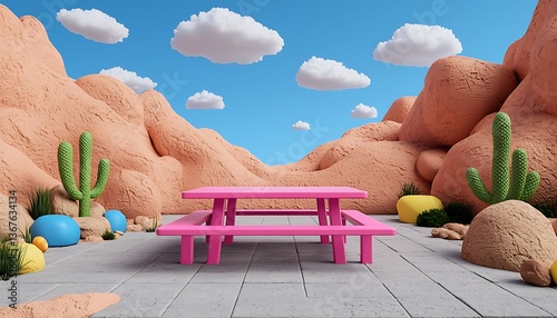 Pink Picnic Desert Scene