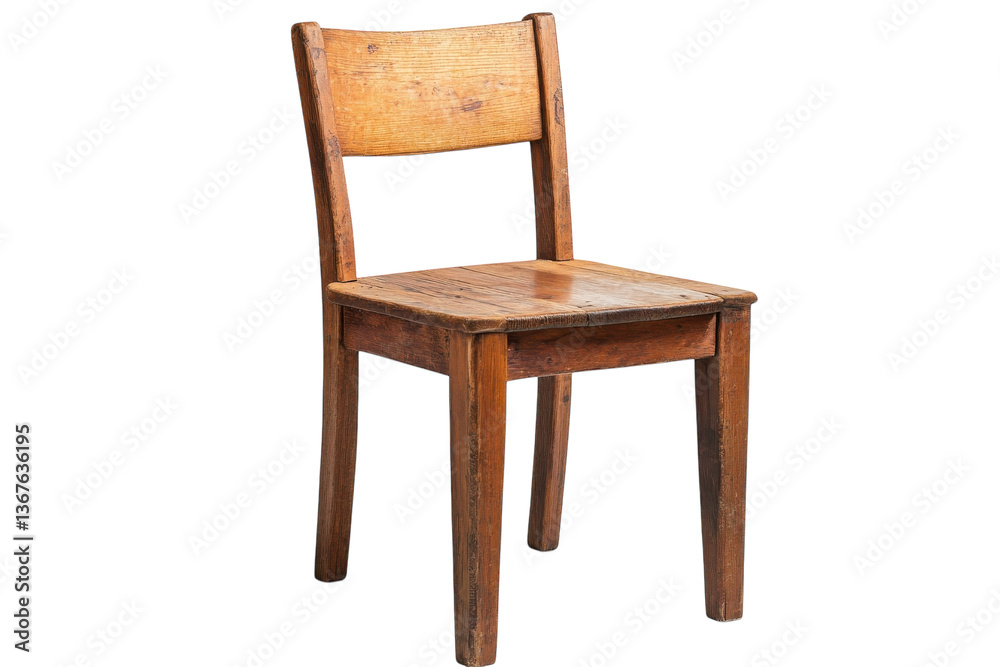 Rustic wooden chair showcasing craftsmanship in natural light against a white backdrop isolated on transparent background Rustic wooden chair showcasing craftsmanship in natural light against a white backdrop isolated on transparent background