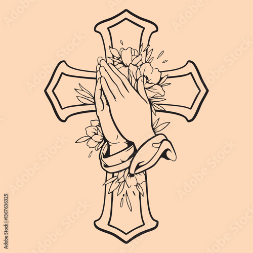 black and white tattoo design of Jesus Christ cross