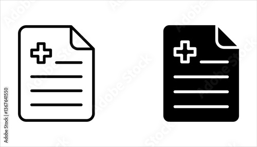 medical report icon set, Health care diagnosis clipboard line icon design on white background