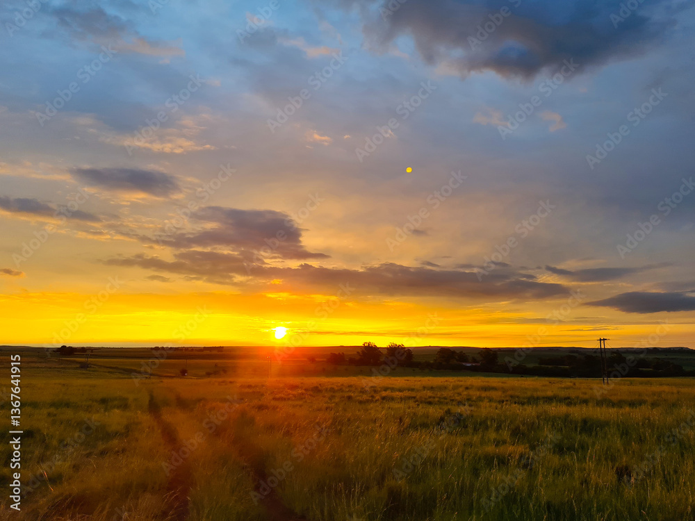 Obraz premium sunset over the field