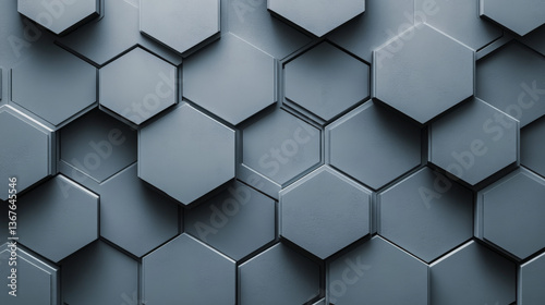 Abstract hexagon lines on gray background. Geometric stripe line art design for poster, brochure, cover, website, banner.