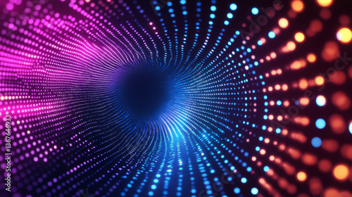 Abstract Waving Particle Technology Background Design. Abstract wave moving dots flow particles, hi-tech and big data background design for brochures, flyers, magazine, business card, banner. Vector