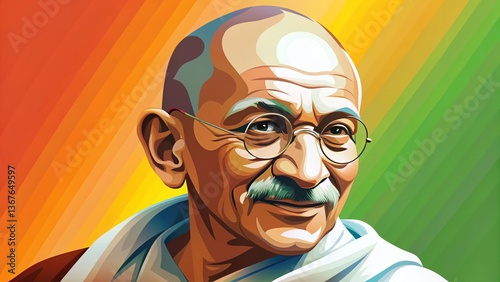 Wallpaper Mural Happy Gandhi Jayanti: Flat Design Portrait Celebrating Nonviolence Torontodigital.ca
