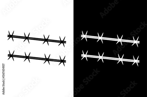 High-Resolution Barbed Wire Vector Black & White Silhouette Design.
