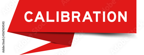 Redcolor speech banner with word calibration on white background