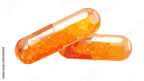 Orange Gel Capsules with Glittery Design  